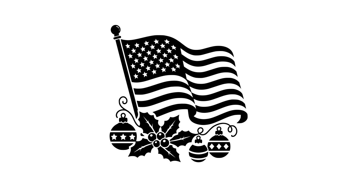 Waving American Flag with Holly SVG - Free Cut File & PNG Download ...