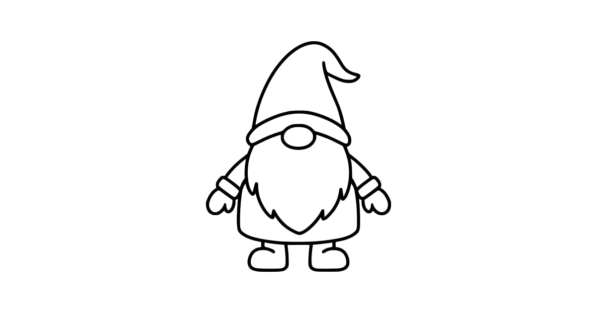 Christmas Gnome Outline SVG - Free Cut File & PNG Download | InfySVG