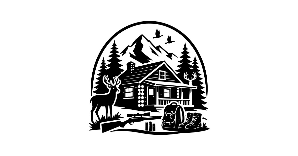 Fre File Create Hunting Cabin Illustration SVG - Free Cut File & PNG Download ...