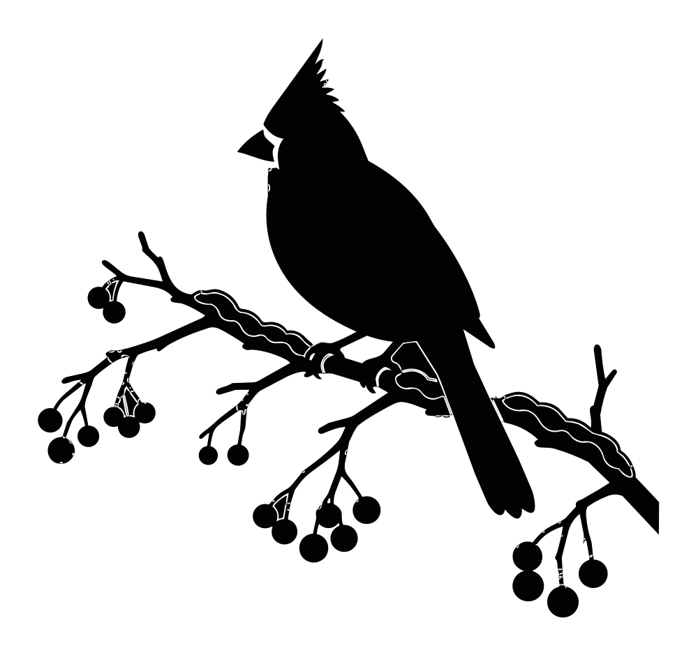 Cardinal Bird Branch Crested SVG - Free Cut File & PNG Download | InfySVG