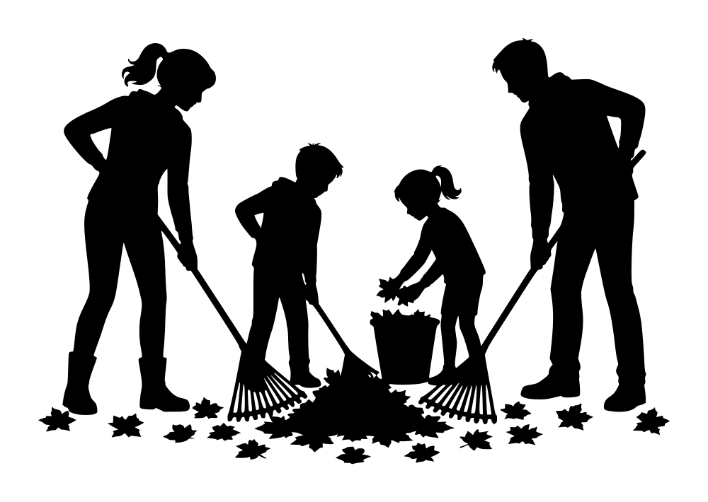 Family Raking Leaves SVG - Free Cut File & PNG Download | InfySVG